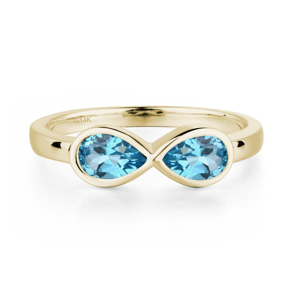Pear Shaped 2 Stone Swiss Blue Topaz Infinity Ring - LUO Jewelry #metal_14k yellow gold