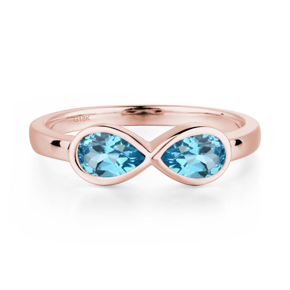 Pear Shaped 2 Stone Swiss Blue Topaz Infinity Ring - LUO Jewelry #metal_18k rose gold