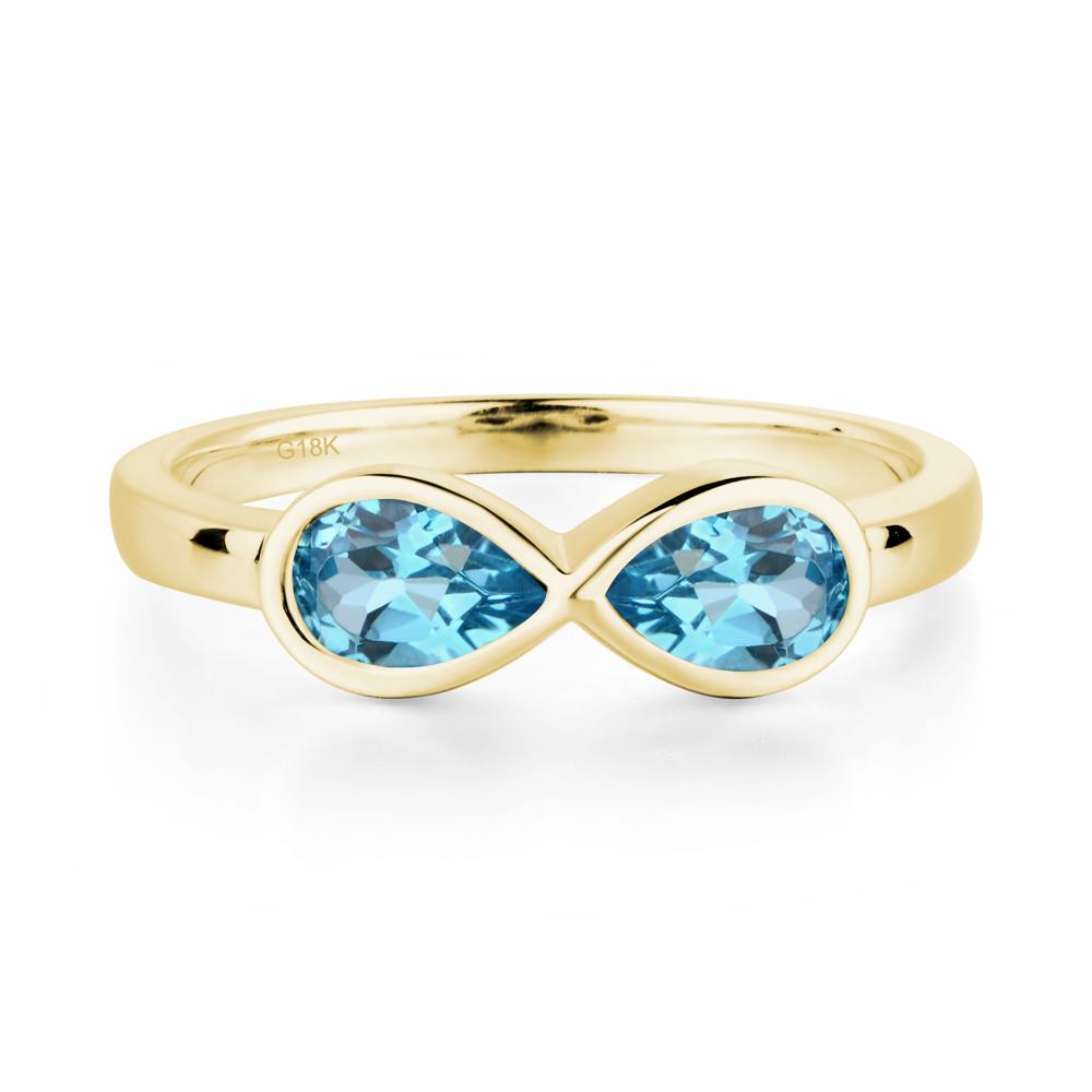 Pear Shaped 2 Stone Swiss Blue Topaz Infinity Ring - LUO Jewelry #metal_18k yellow gold