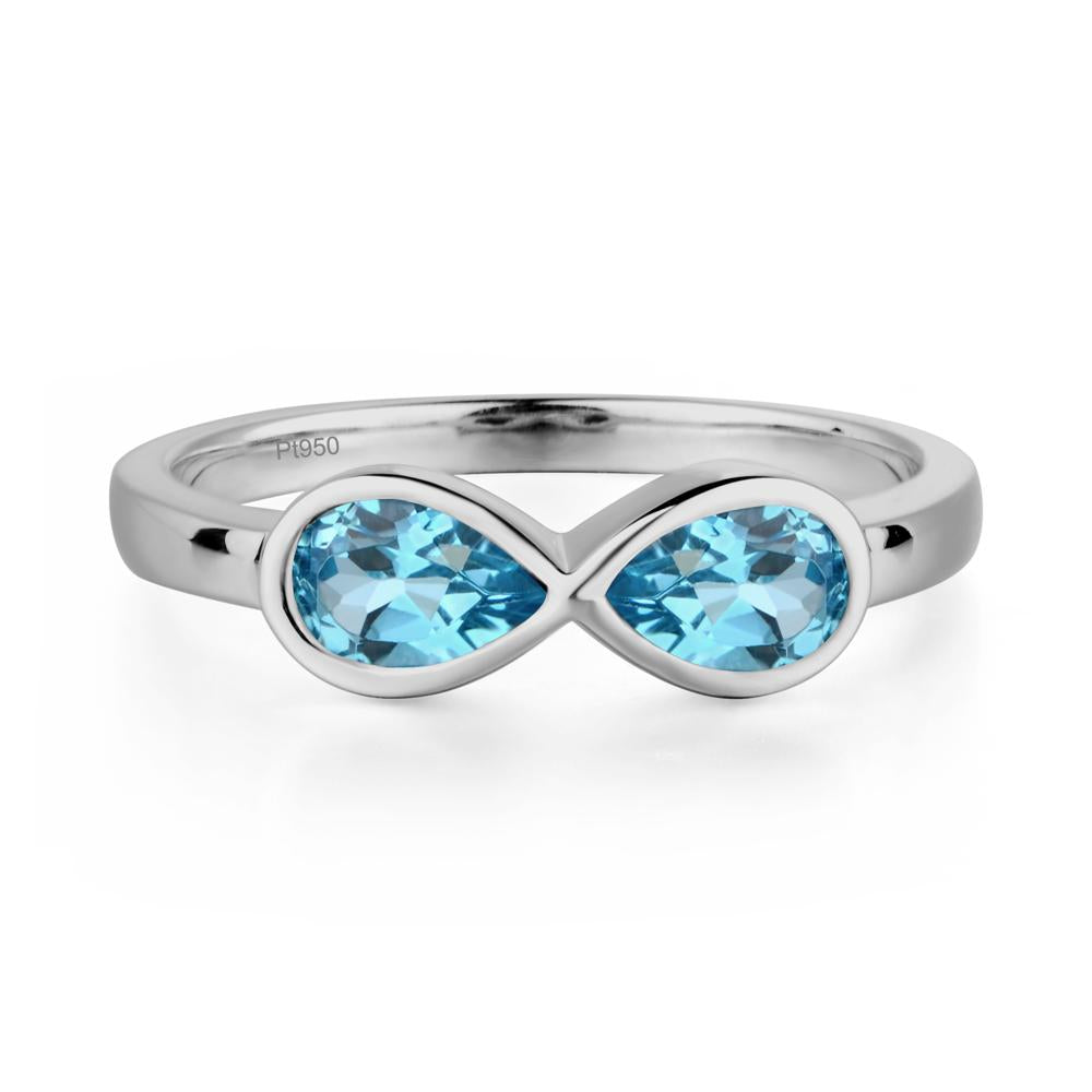Pear Shaped 2 Stone Swiss Blue Topaz Infinity Ring - LUO Jewelry #metal_platinum