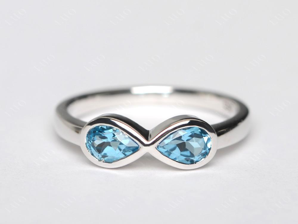 Pear Shaped 2 Stone Swiss Blue Topaz Infinity Ring - LUO Jewelry