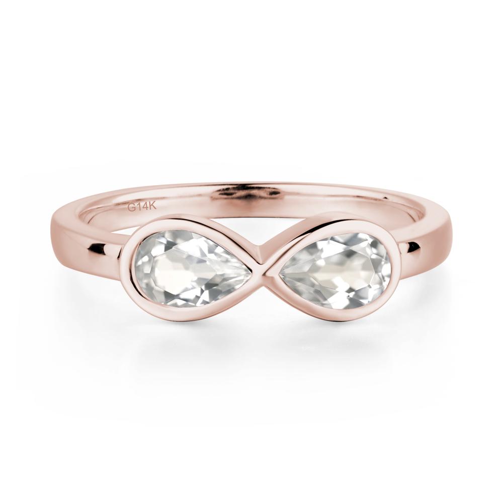 Pear Shaped 2 Stone White Topaz Infinity Ring - LUO Jewelry #metal_14k rose gold