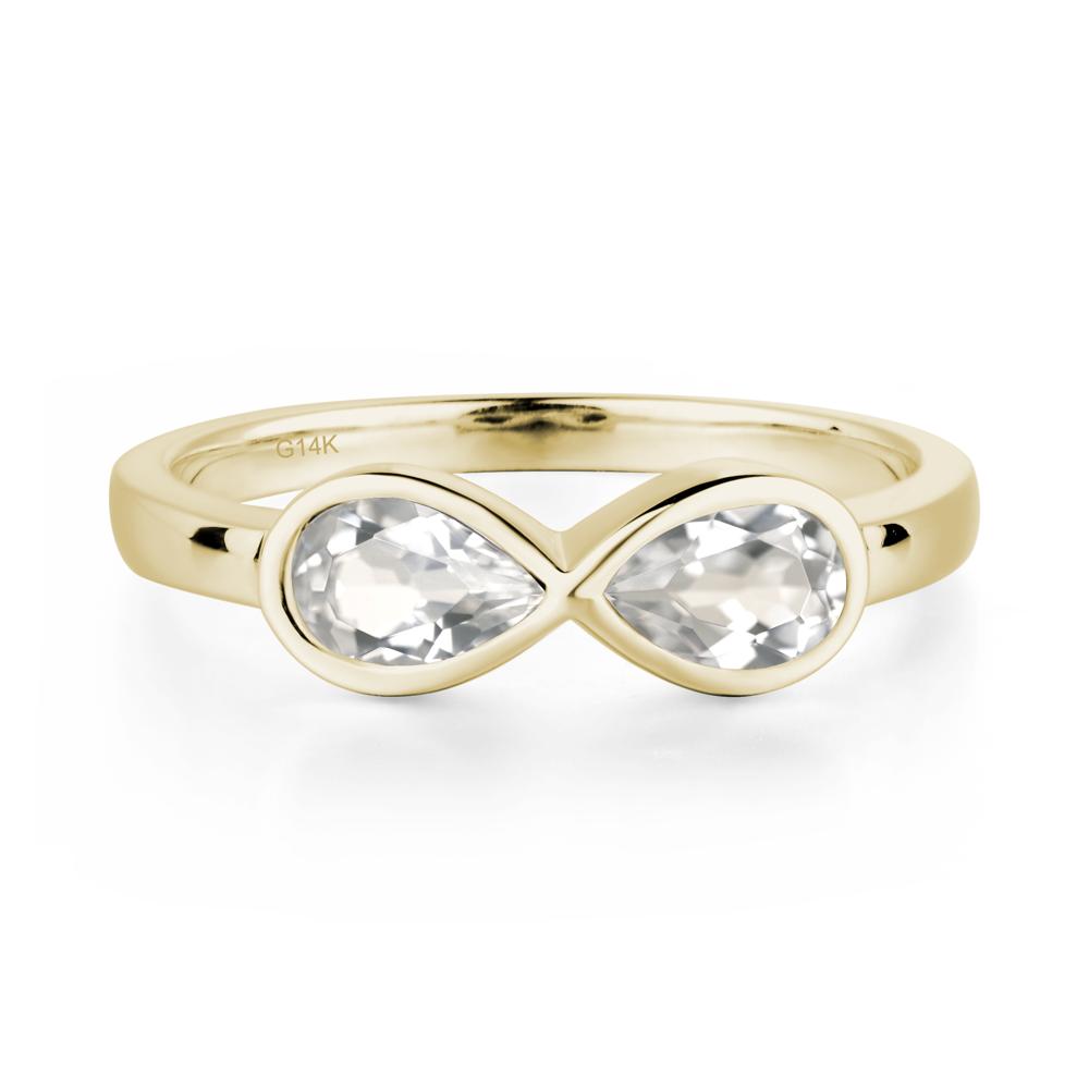 Pear Shaped 2 Stone White Topaz Infinity Ring - LUO Jewelry #metal_14k yellow gold
