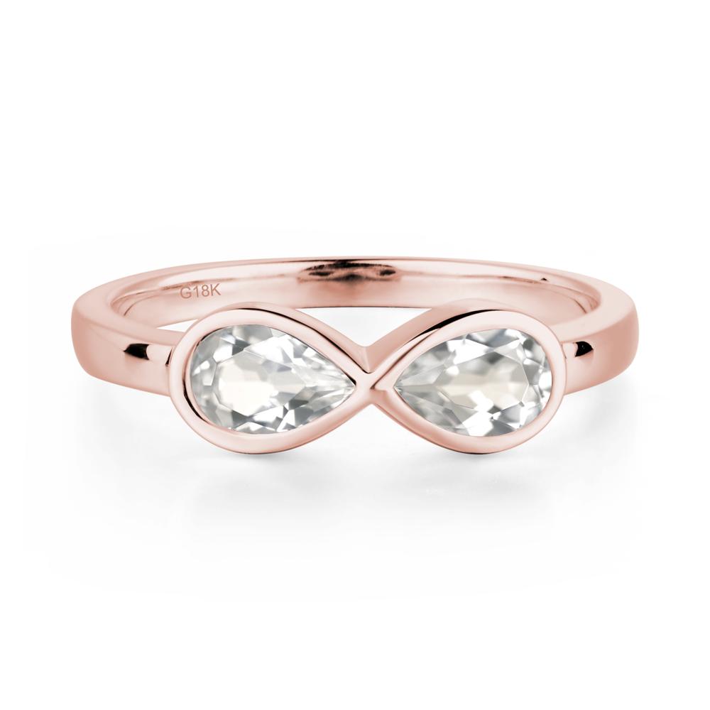 Pear Shaped 2 Stone White Topaz Infinity Ring - LUO Jewelry #metal_18k rose gold