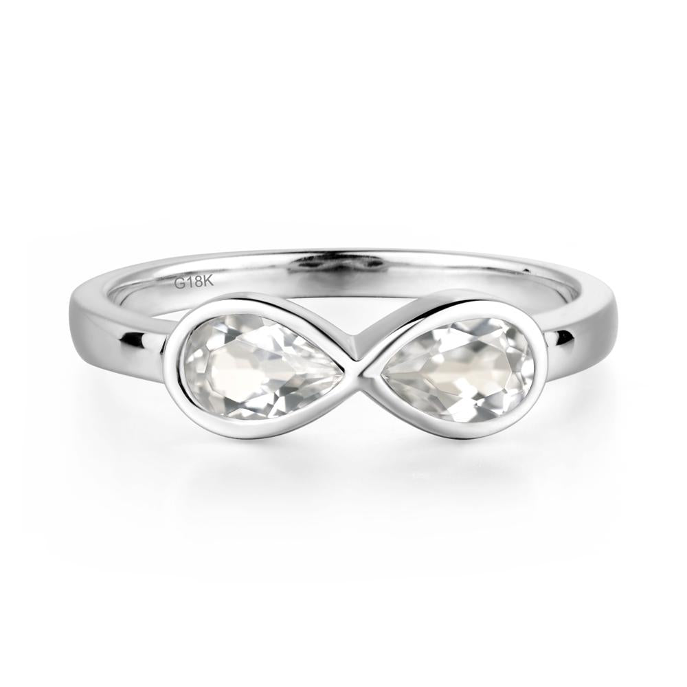 Pear Shaped 2 Stone White Topaz Infinity Ring - LUO Jewelry #metal_18k white gold