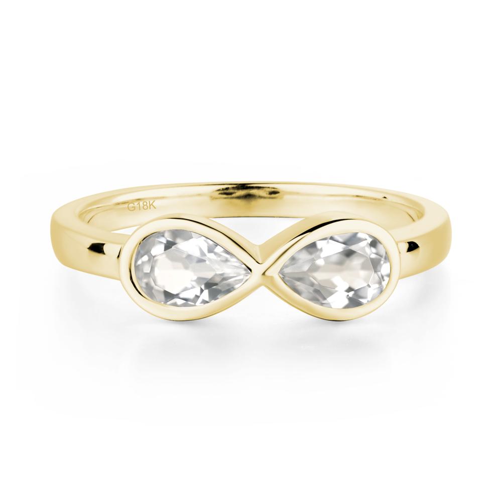 Pear Shaped 2 Stone White Topaz Infinity Ring - LUO Jewelry #metal_18k yellow gold