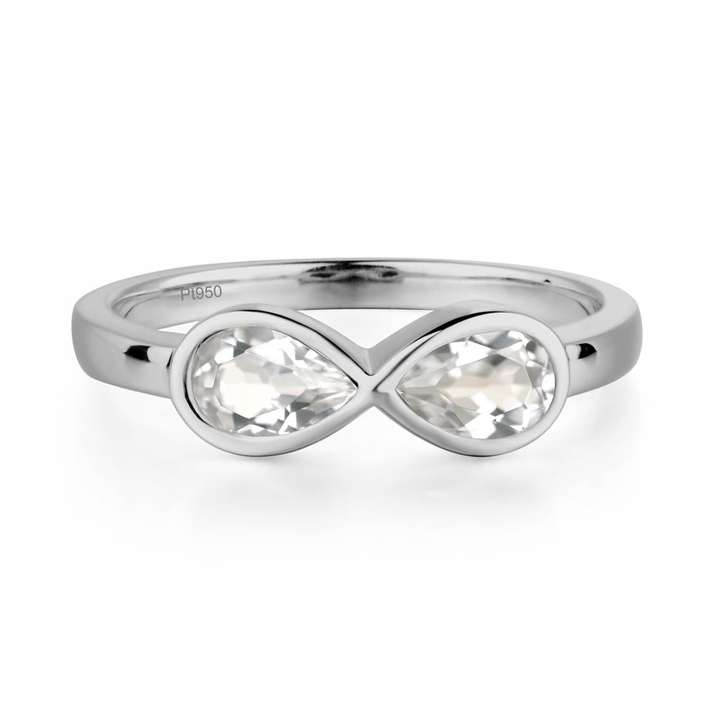 Pear Shaped 2 Stone White Topaz Infinity Ring - LUO Jewelry #metal_platinum