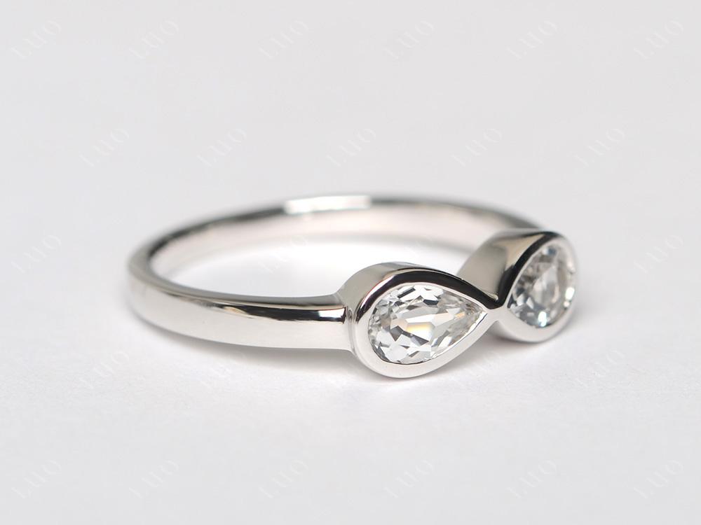 Pear Shaped 2 Stone White Topaz Infinity Ring - LUO Jewelry