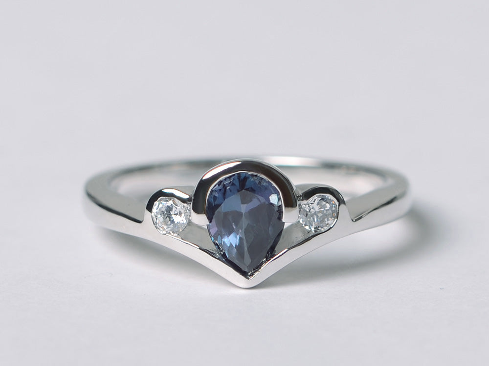 Dainty Pear Shaped Alexandrite Engagement Ring - LUO Jewelry