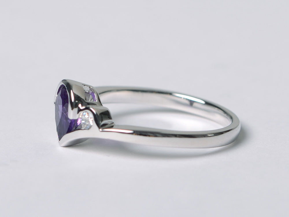 Dainty Pear Shaped Amethyst Engagement Ring - LUO Jewelry