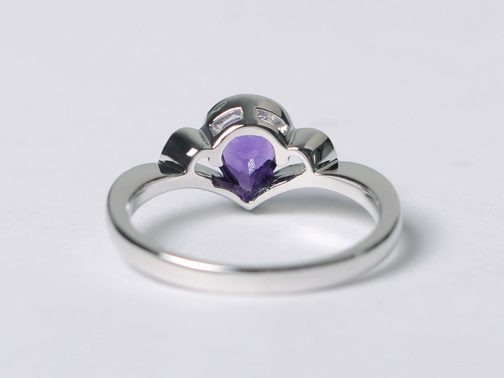 Dainty Pear Shaped Amethyst Engagement Ring - LUO Jewelry