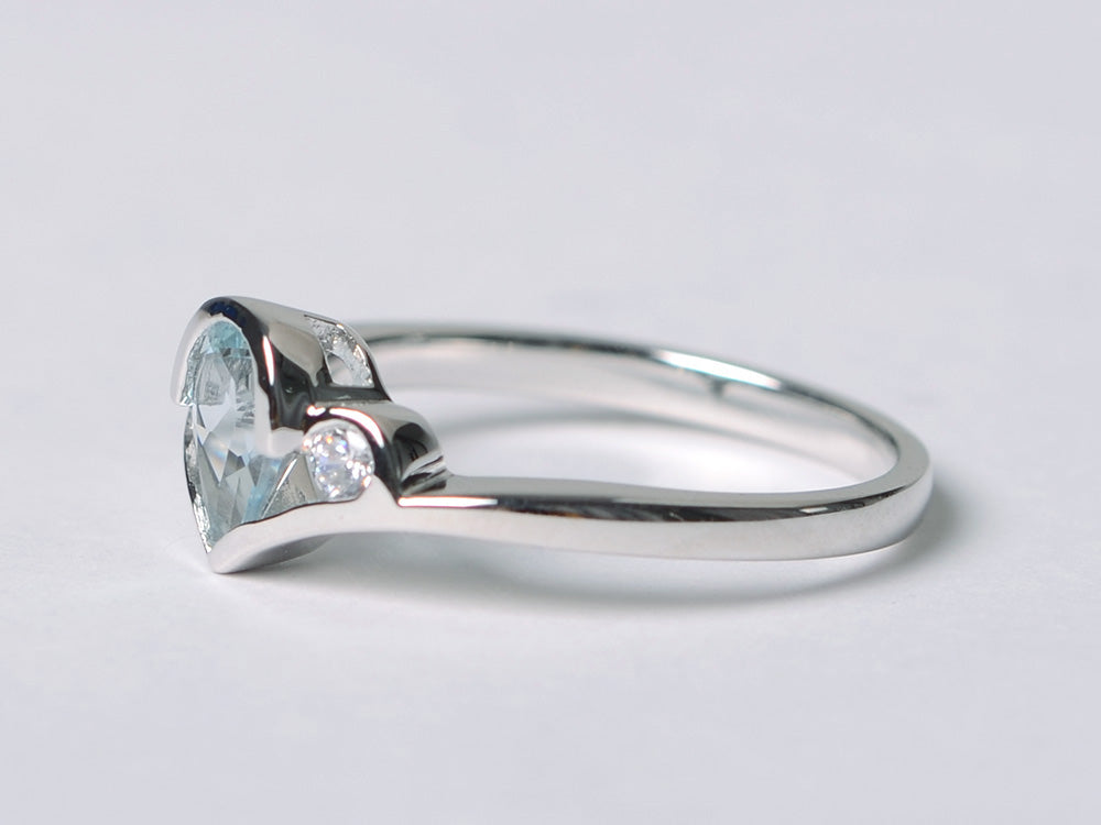 Dainty Pear Shaped Aquamarine Engagement Ring - LUO Jewelry