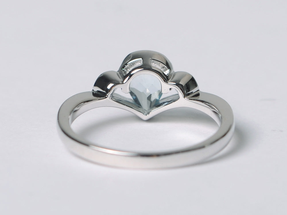 Dainty Pear Shaped Aquamarine Engagement Ring - LUO Jewelry