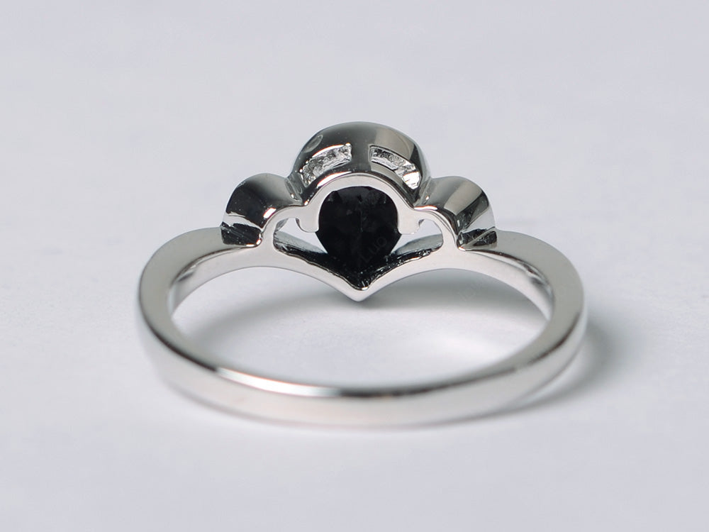 Dainty Pear Shaped Black Spinel Engagement Ring - LUO Jewelry