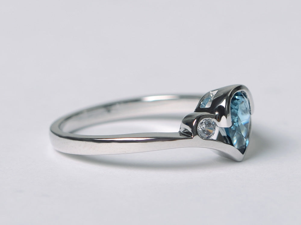 Dainty Pear Shaped London Blue Topaz Engagement Ring - LUO Jewelry