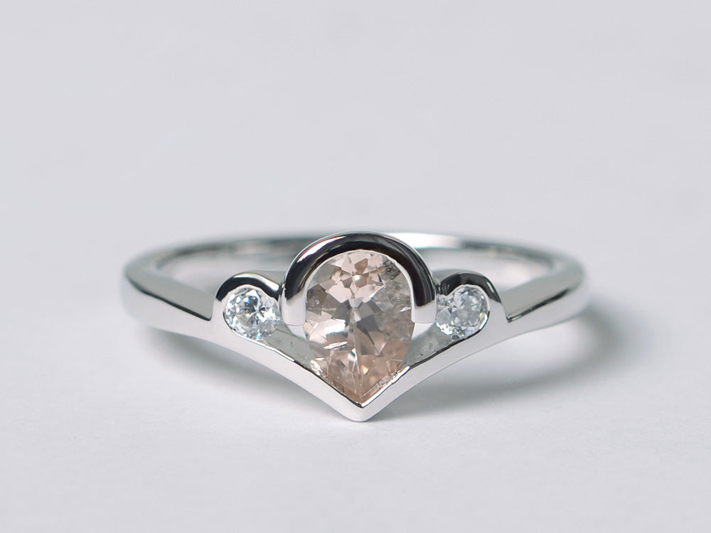 Dainty Pear Shaped Morganite Engagement Ring - LUO Jewelry