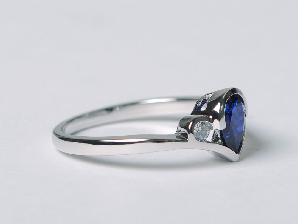 Dainty Pear Shaped Lab Sapphire Engagement Ring - LUO Jewelry