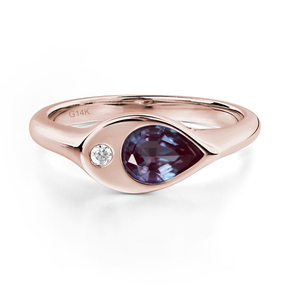 Alexandrite East West Pear Engagement Ring - LUO Jewelry #metal_14k rose gold