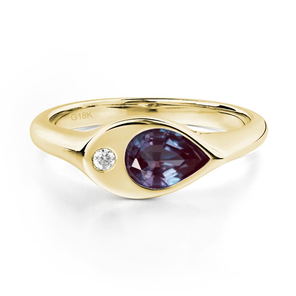 Alexandrite East West Pear Engagement Ring - LUO Jewelry #metal_18k yellow gold