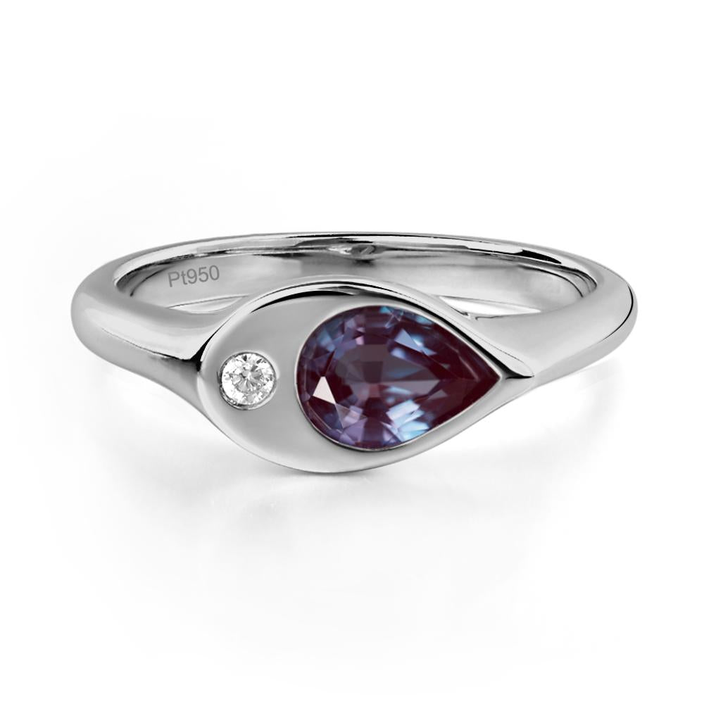 Alexandrite East West Pear Engagement Ring - LUO Jewelry #metal_platinum
