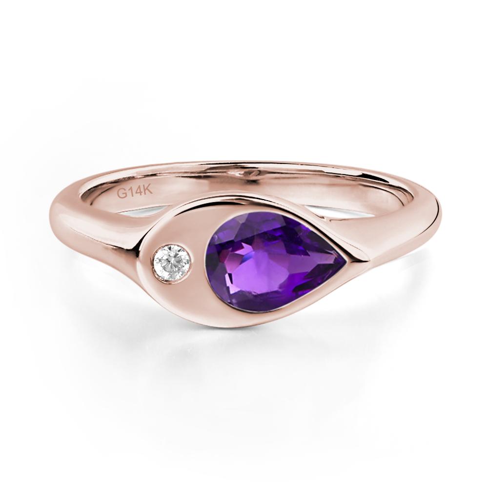 Amethyst East West Pear Engagement Ring - LUO Jewelry #metal_14k rose gold