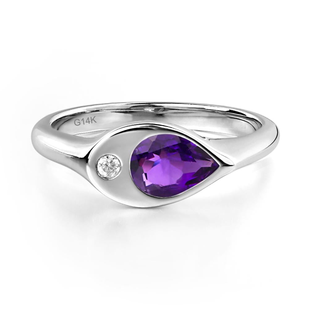 Amethyst East West Pear Engagement Ring - LUO Jewelry #metal_14k white gold
