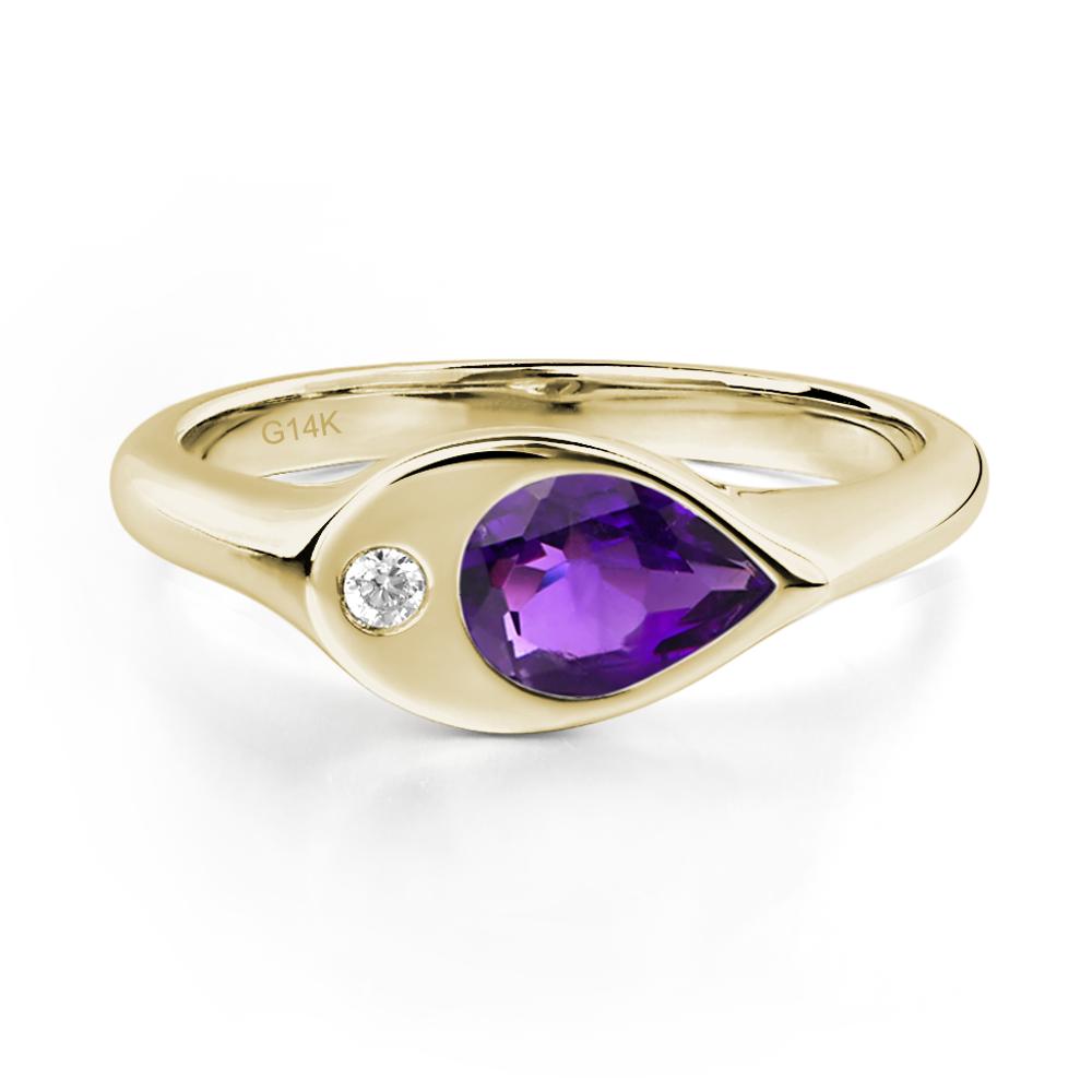 Amethyst East West Pear Engagement Ring - LUO Jewelry #metal_14k yellow gold