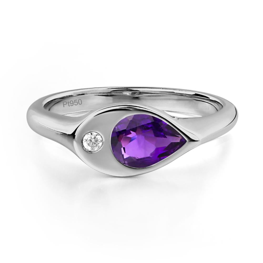 Amethyst East West Pear Engagement Ring - LUO Jewelry #metal_platinum