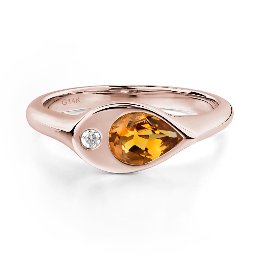 Citrine East West Pear Engagement Ring - LUO Jewelry #metal_14k rose gold