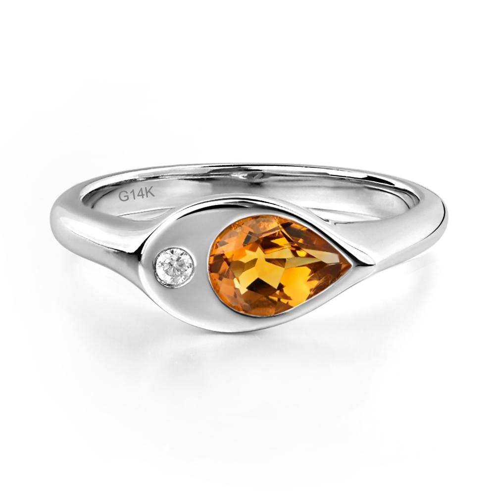 Citrine East West Pear Engagement Ring - LUO Jewelry #metal_14k white gold