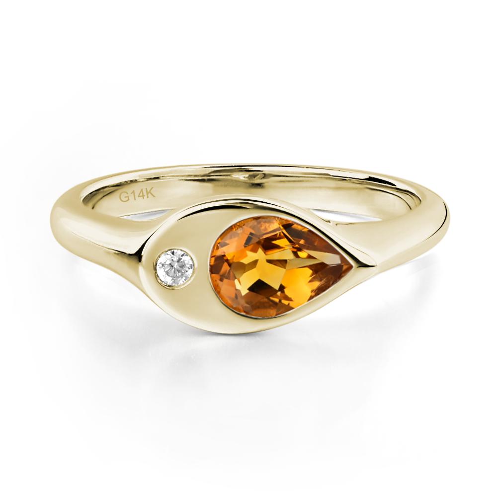 Citrine East West Pear Engagement Ring - LUO Jewelry #metal_14k yellow gold