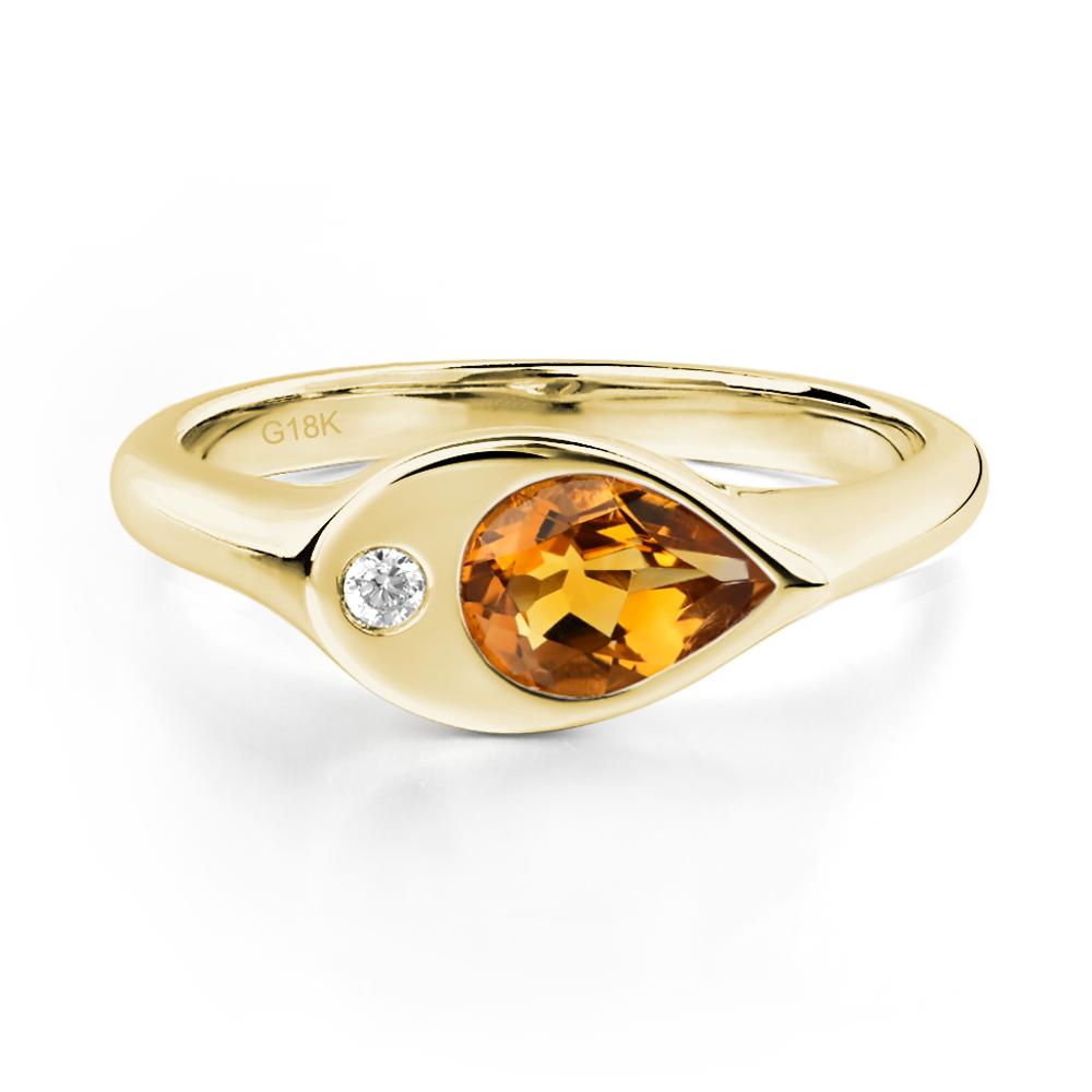 Citrine East West Pear Engagement Ring - LUO Jewelry #metal_18k yellow gold
