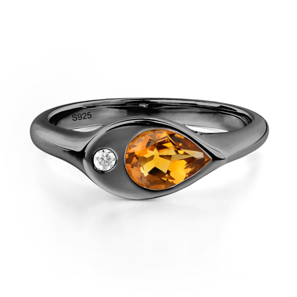 Citrine East West Pear Engagement Ring - LUO Jewelry #metal_black finish sterling silver