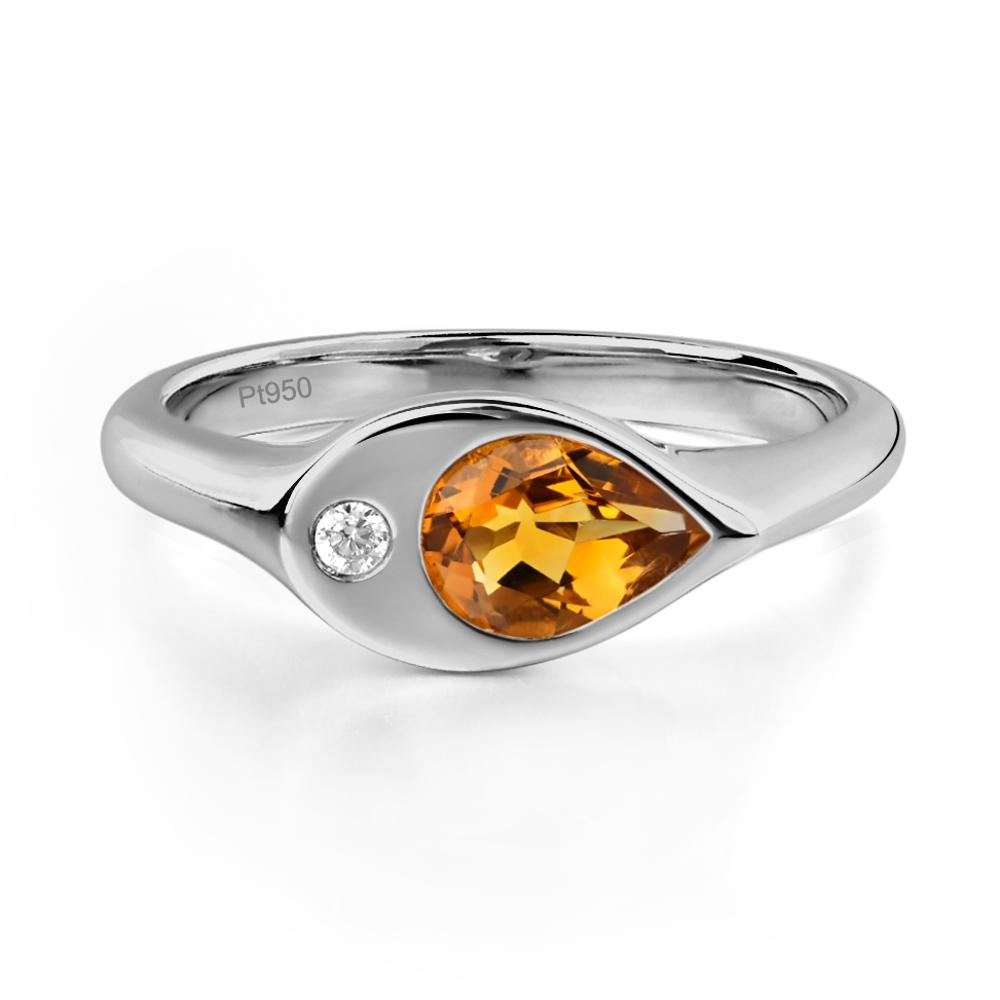 Citrine East West Pear Engagement Ring - LUO Jewelry #metal_platinum