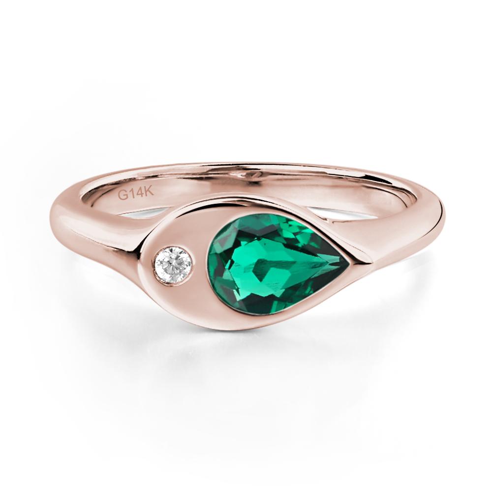 Emerald East West Pear Engagement Ring - LUO Jewelry #metal_14k rose gold