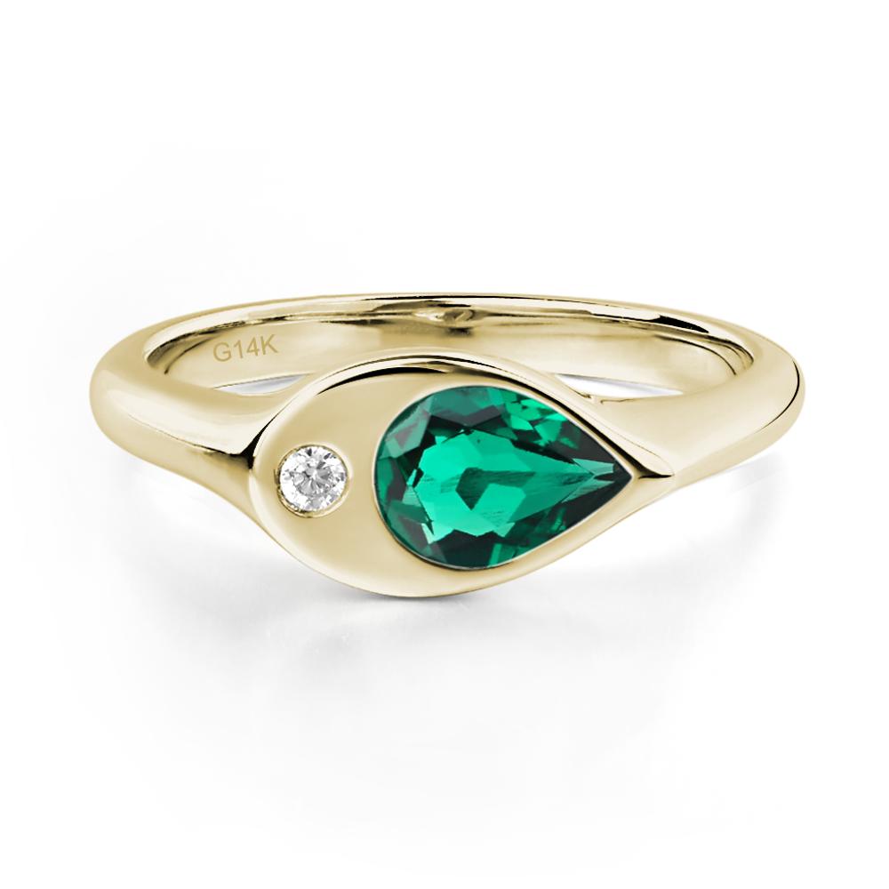 Emerald East West Pear Engagement Ring - LUO Jewelry #metal_14k yellow gold