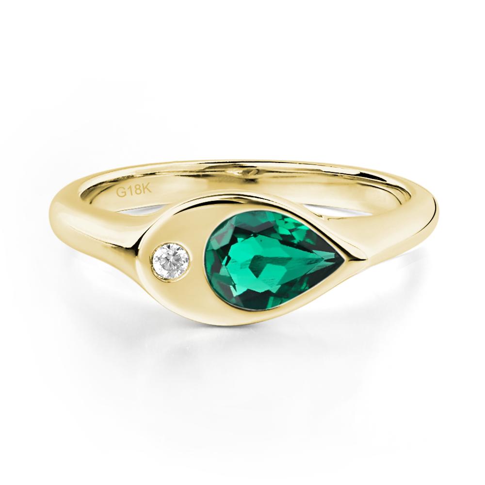 Emerald East West Pear Engagement Ring - LUO Jewelry #metal_18k yellow gold