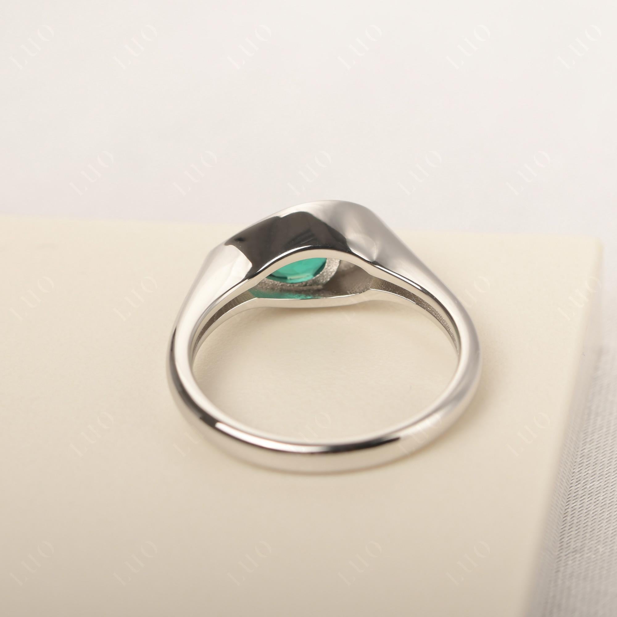 Emerald East West Pear Engagement Ring - LUO Jewelry