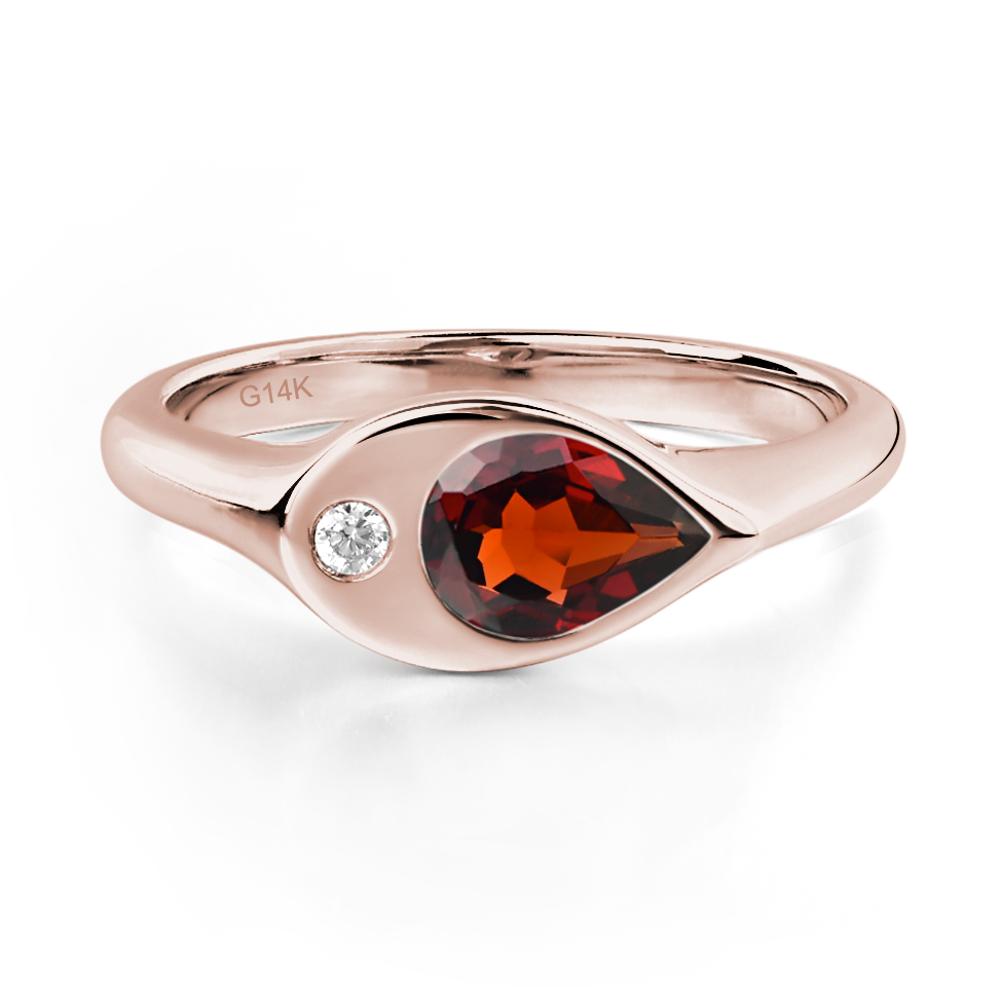 Garnet East West Pear Engagement Ring - LUO Jewelry #metal_14k rose gold
