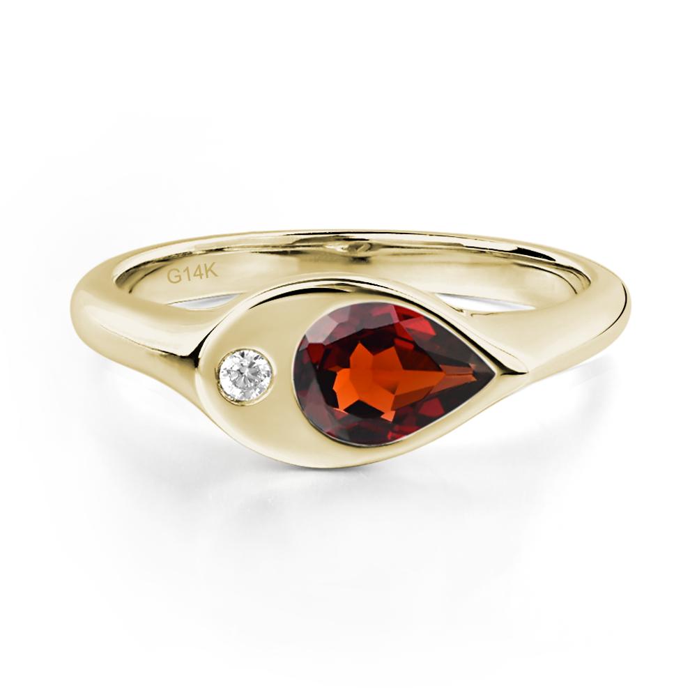Garnet East West Pear Engagement Ring - LUO Jewelry #metal_14k yellow gold