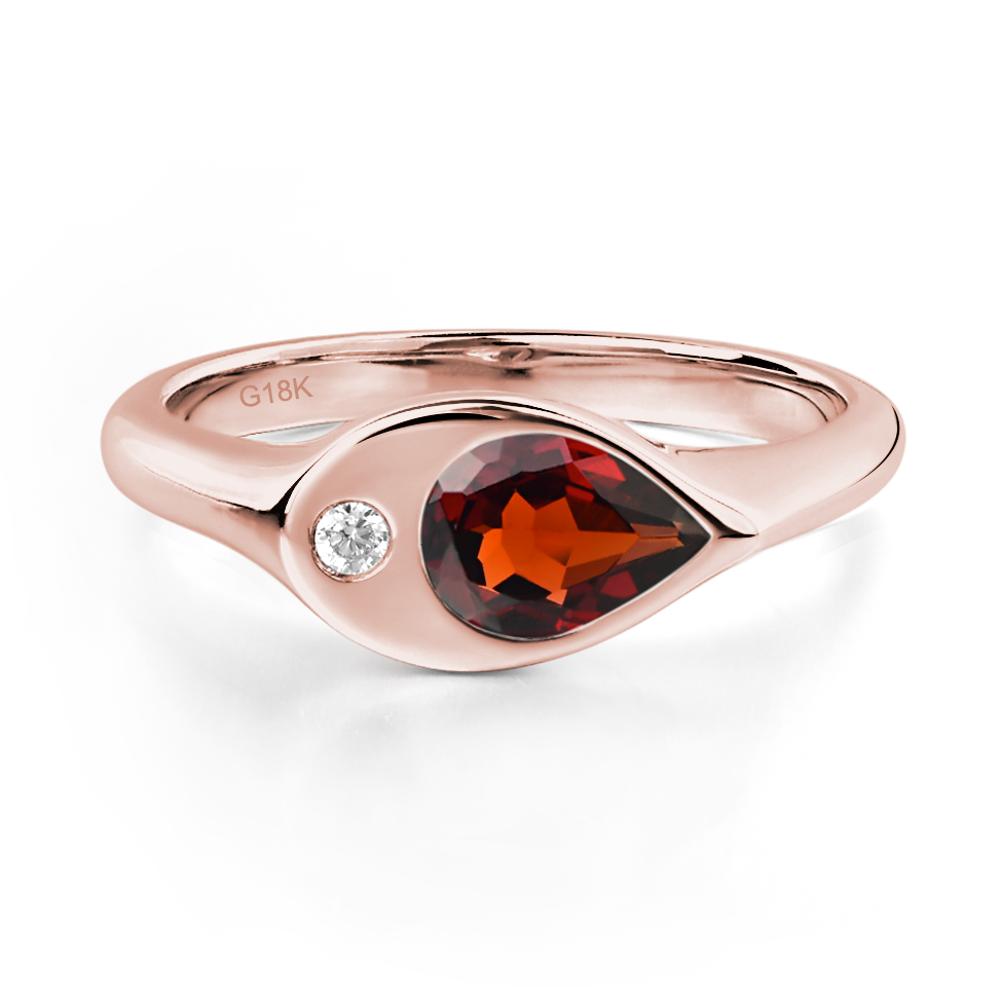 Garnet East West Pear Engagement Ring - LUO Jewelry #metal_18k rose gold