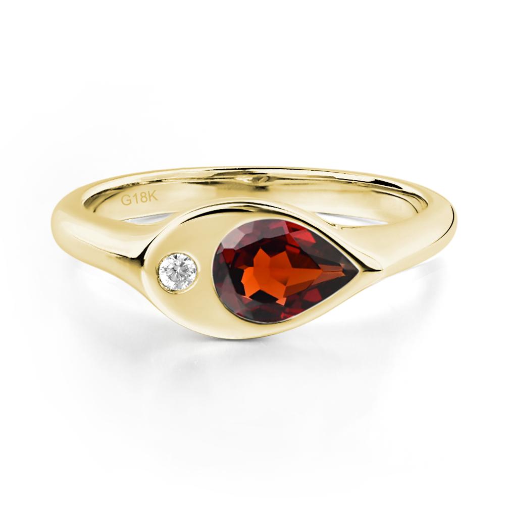 Garnet East West Pear Engagement Ring - LUO Jewelry #metal_18k yellow gold