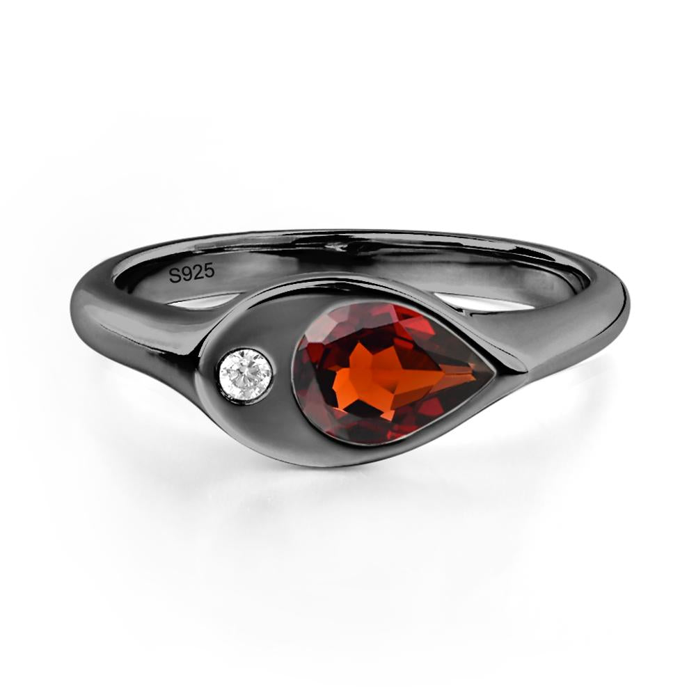 Garnet East West Pear Engagement Ring - LUO Jewelry #metal_black finish sterling silver