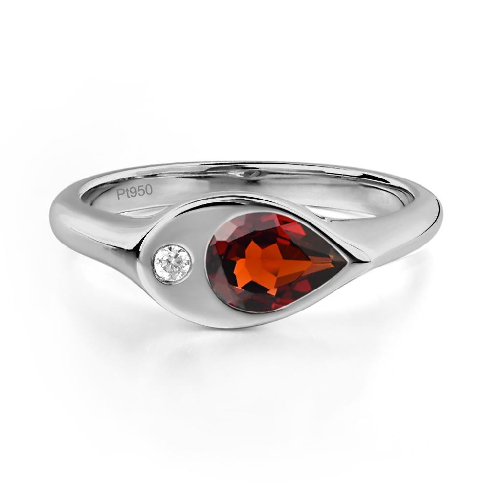 Garnet East West Pear Engagement Ring - LUO Jewelry #metal_platinum