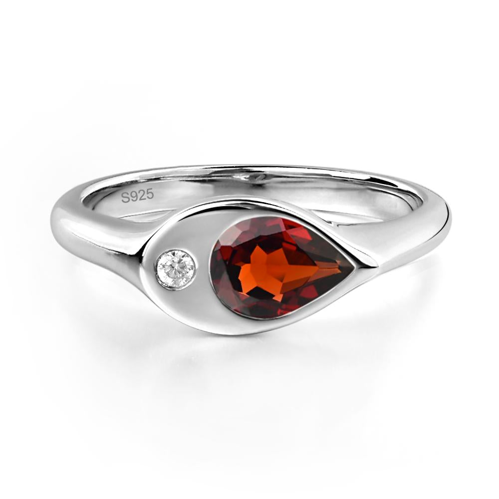 Garnet East West Pear Engagement Ring - LUO Jewelry #metal_sterling silver