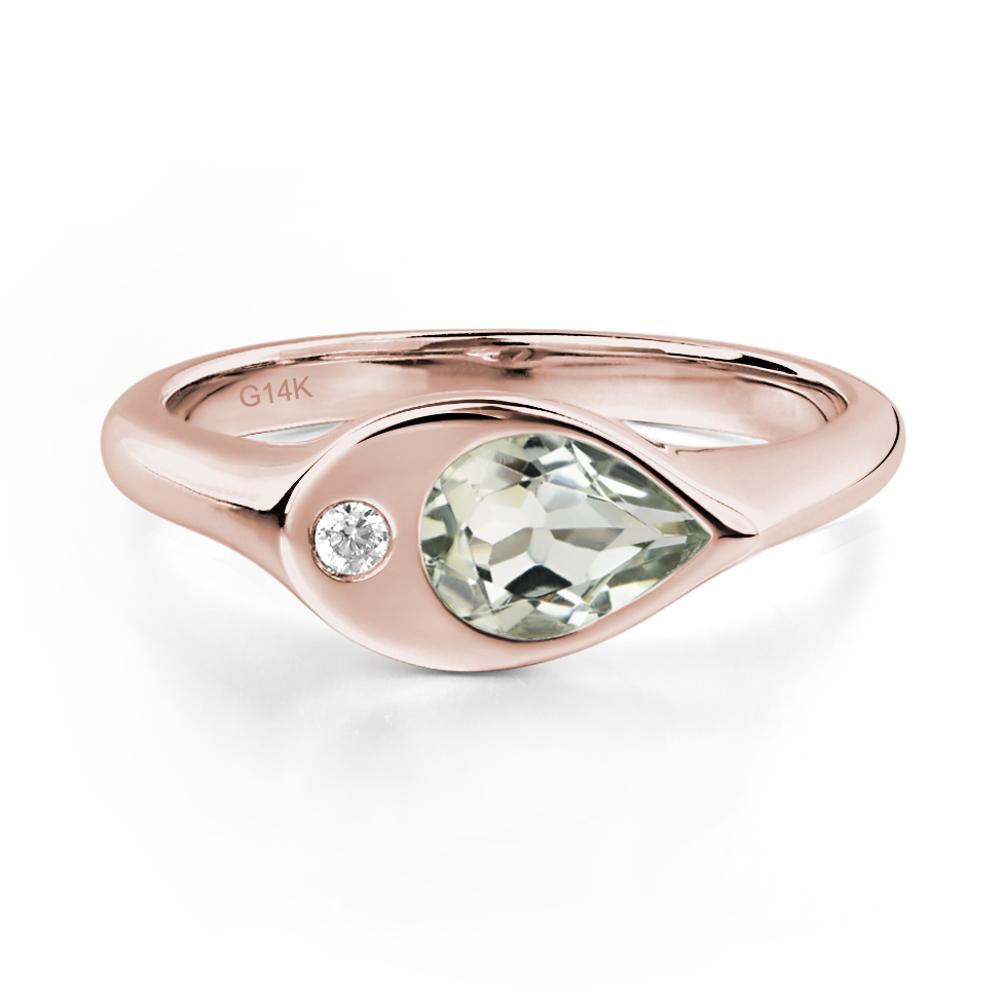 Green Amethyst East West Pear Engagement Ring - LUO Jewelry #metal_14k rose gold