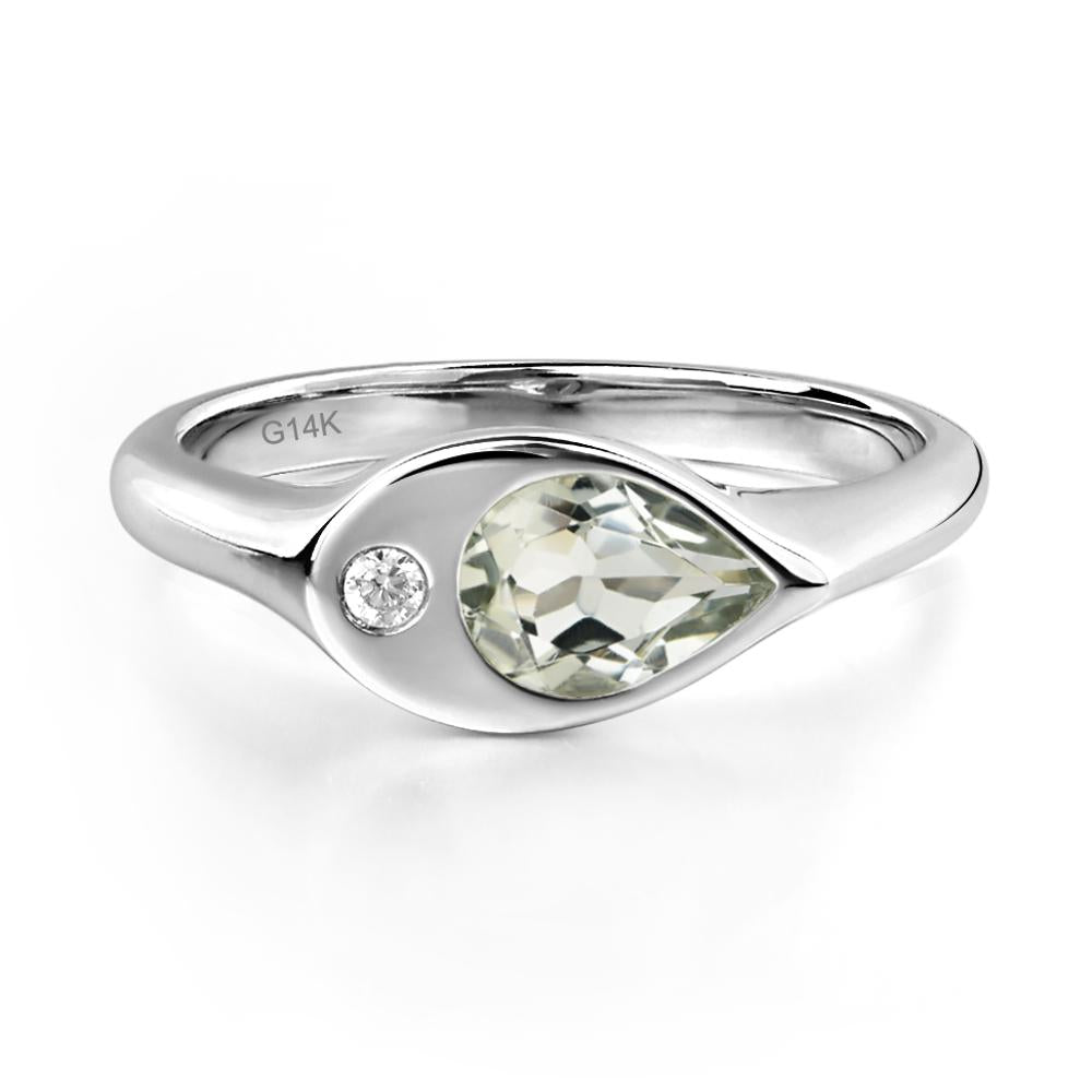Green Amethyst East West Pear Engagement Ring - LUO Jewelry #metal_14k white gold