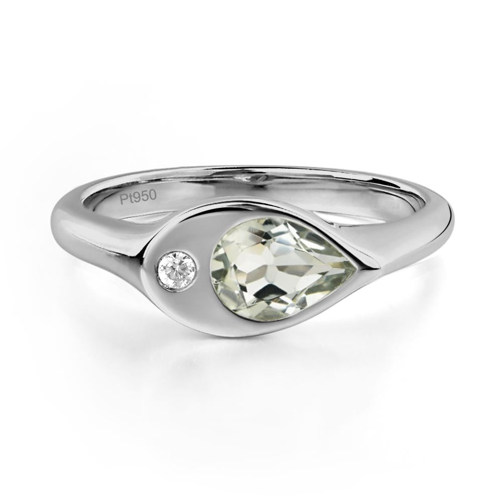 Green Amethyst East West Pear Engagement Ring - LUO Jewelry #metal_platinum