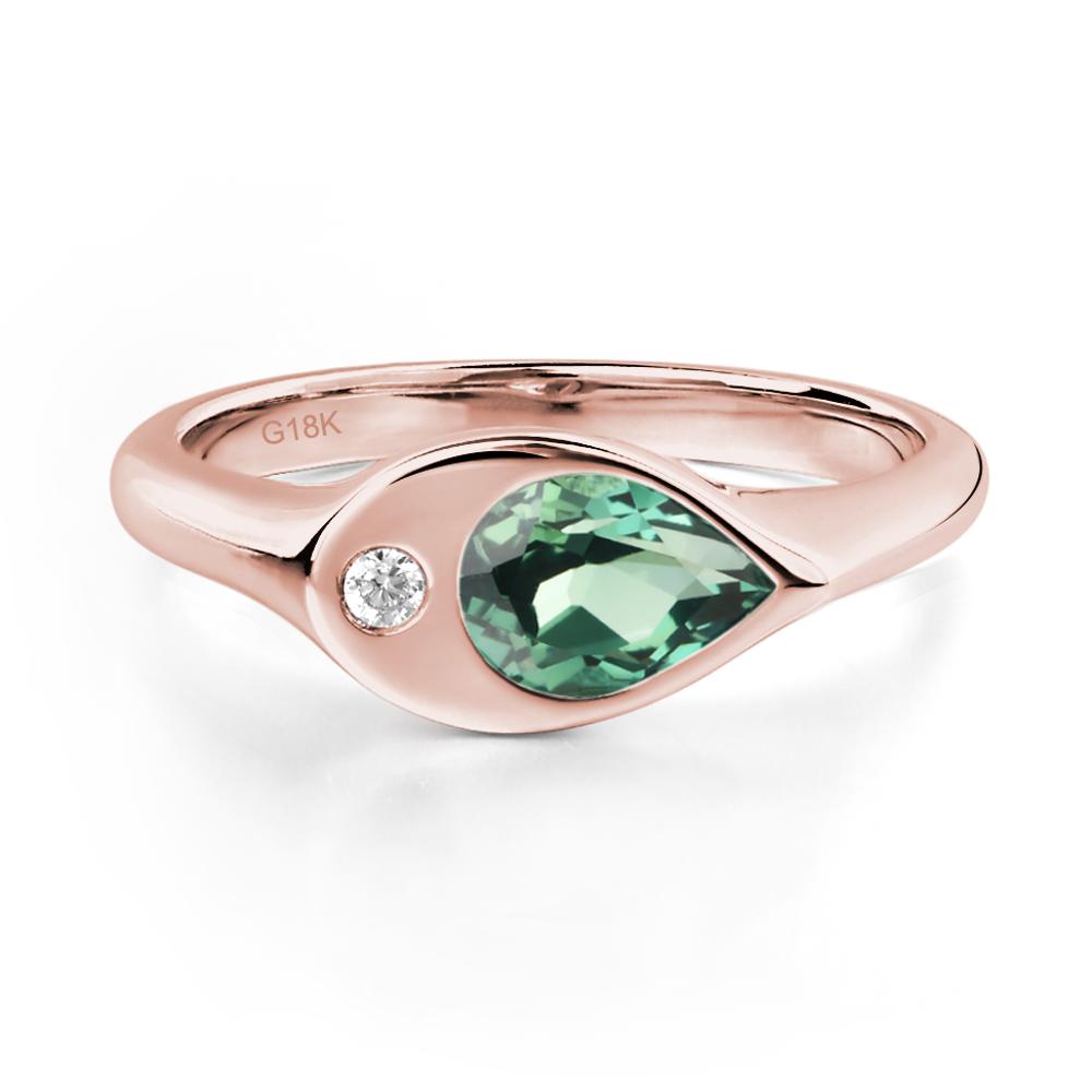 Lab Created Green Sapphire East West Pear Engagement Ring - LUO Jewelry #metal_18k rose gold