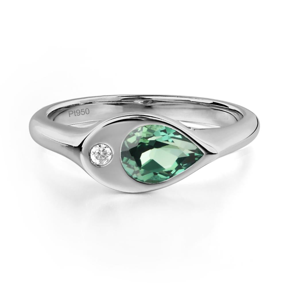 Lab Created Green Sapphire East West Pear Engagement Ring - LUO Jewelry #metal_platinum